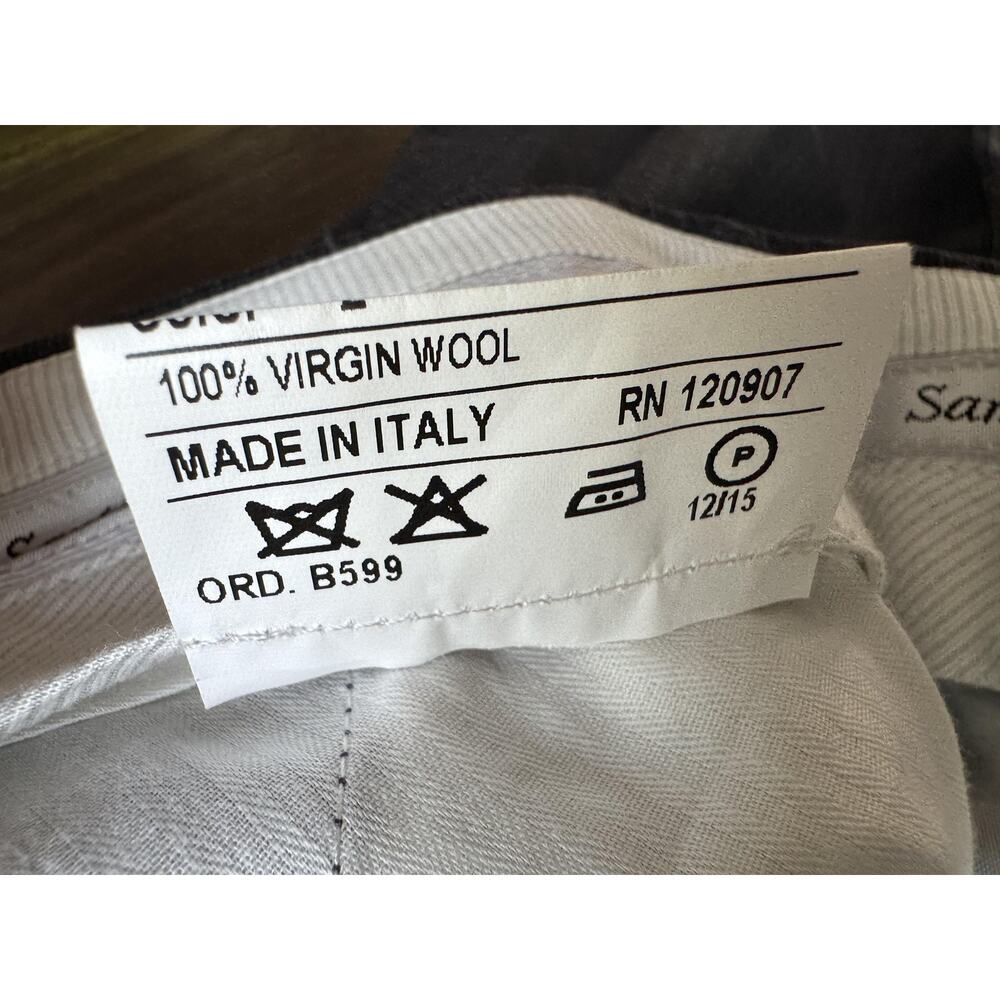 Santorelli Pants Mens 38x29 Gray Check Dress Slacks 100% Virgin Wool Italy - Picture 5 of 11